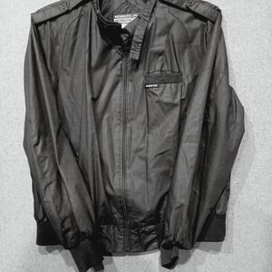 Vintage Members Only Black Racer Jacket Mens 1X Iconic Windbreaker Epaulets